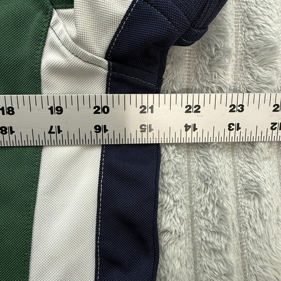 Nautica Polo Shirt Mens Med Slim Fit‎ Performance Sail Logo Green Navy White - Picture 4 of 9